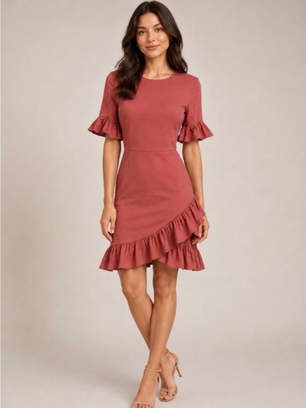 English Factory Womens Ruffle Peach Dress Size S